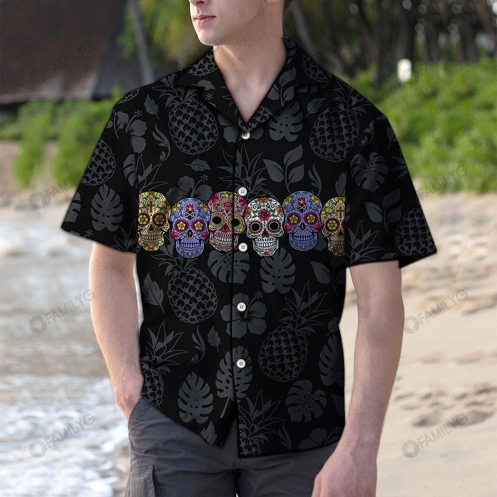 Skull Shirt - Classic Skull Black Awesome Design Unisex Hawaiian Shirt{Size}