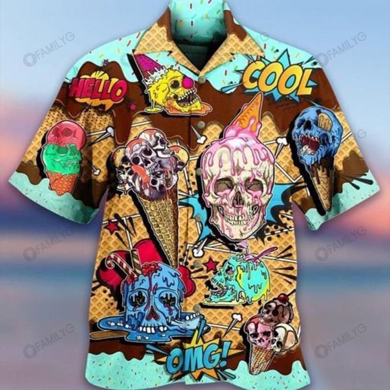 Skull Shirt - Chemise Skull Colorful Amazing Unisex Hawaiian Shirt{Size}