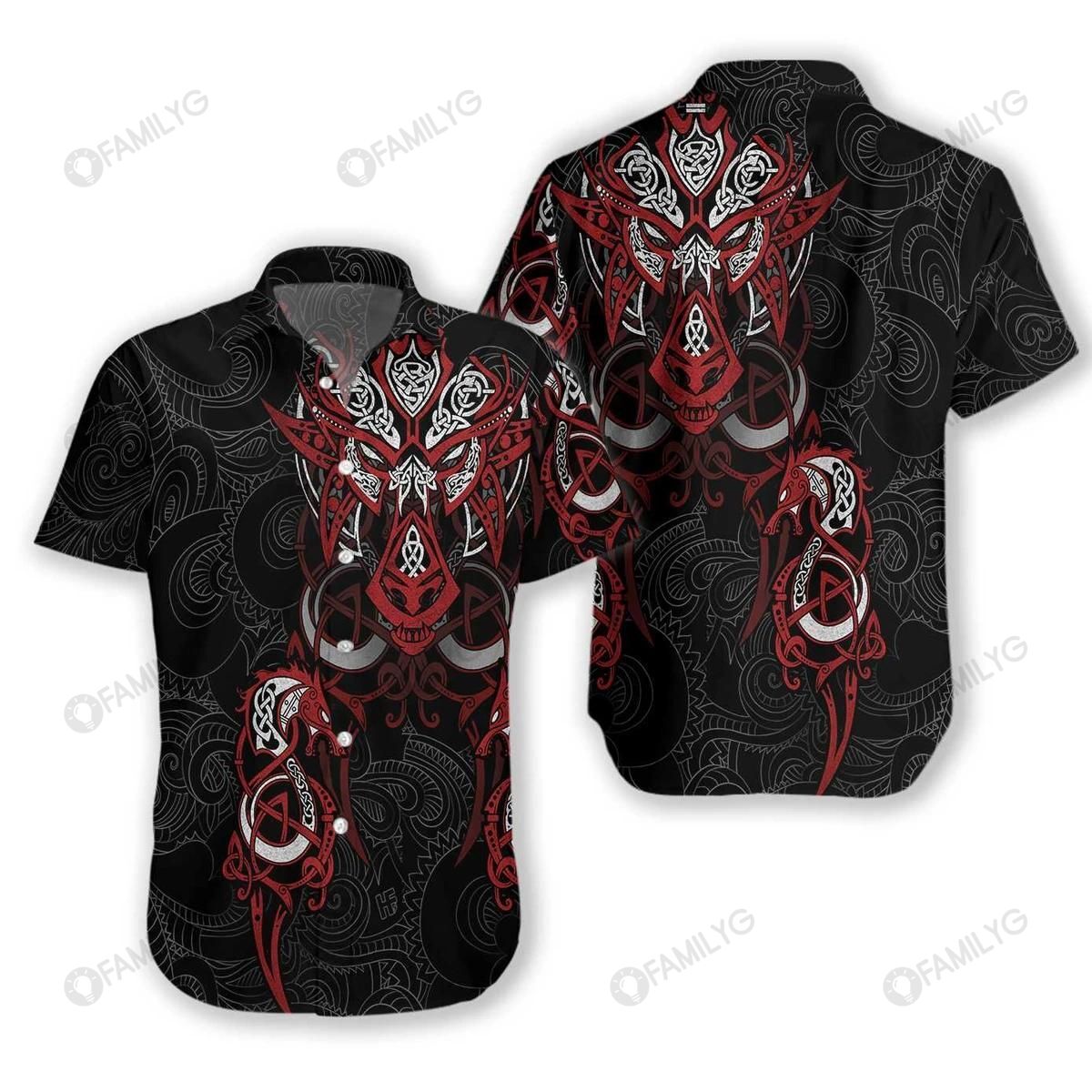 Vikings Shirts - Nordic Vikings Tattoo Dragon - Vikings Hawaiian Shirt{Size}