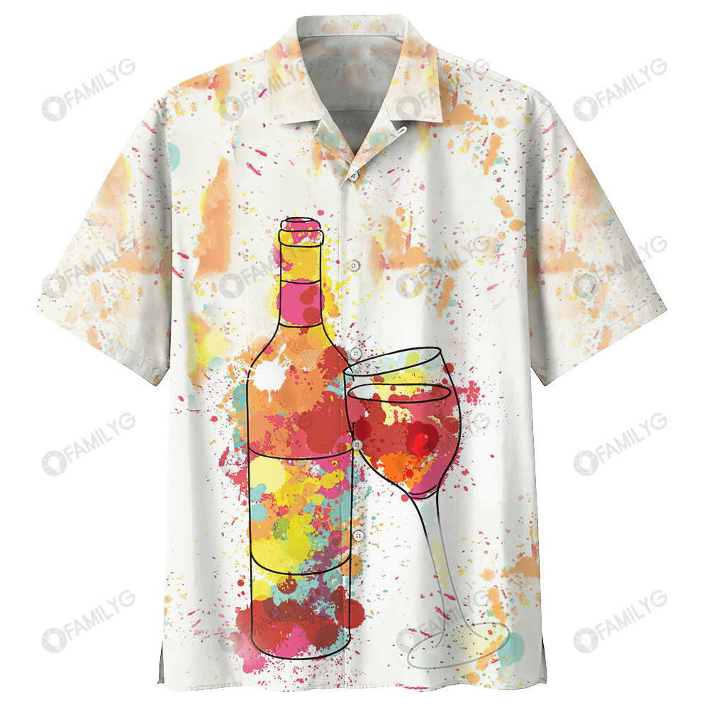 Wine Shirt - Let The Good Times Flow Colorful Wine Hawaiian Shirt{Size}