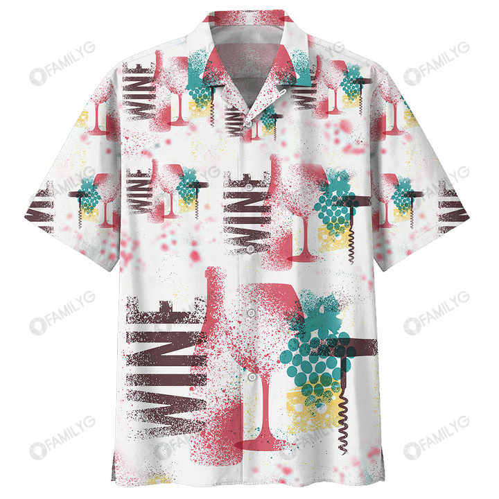 Wine Shirt - Watercolor Wine Grapes Wine Hawaiian Shirt{Size}