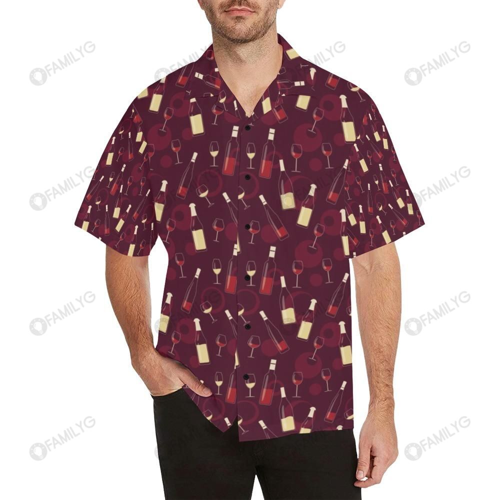 Wine Shirt - Red Wine Themed Wine Hawaiian Shirt{Size}