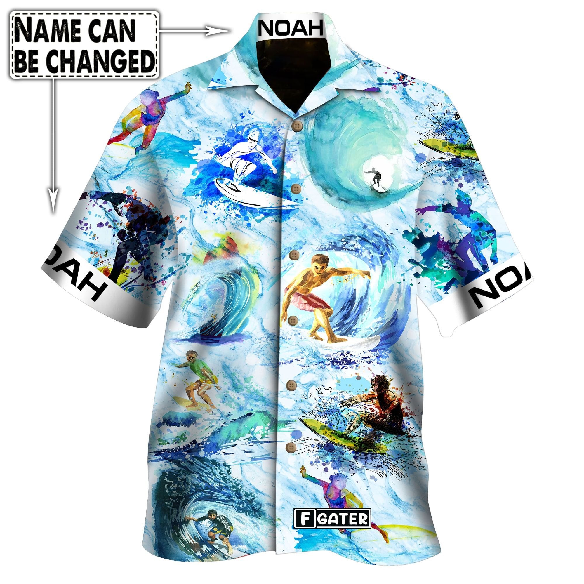 Surfing Shirt - Surfing Art Water Color Custom Hawaiian Shirt RE{Size}