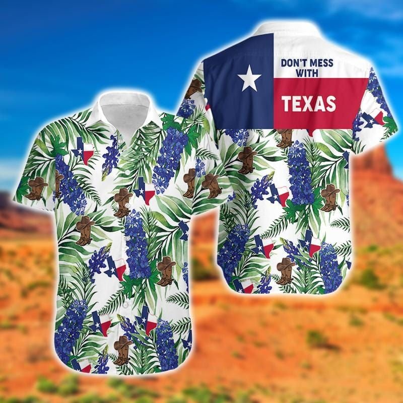 Texas Bluebonnet With Cowboy Unique Hawaiian Shirt{Size}