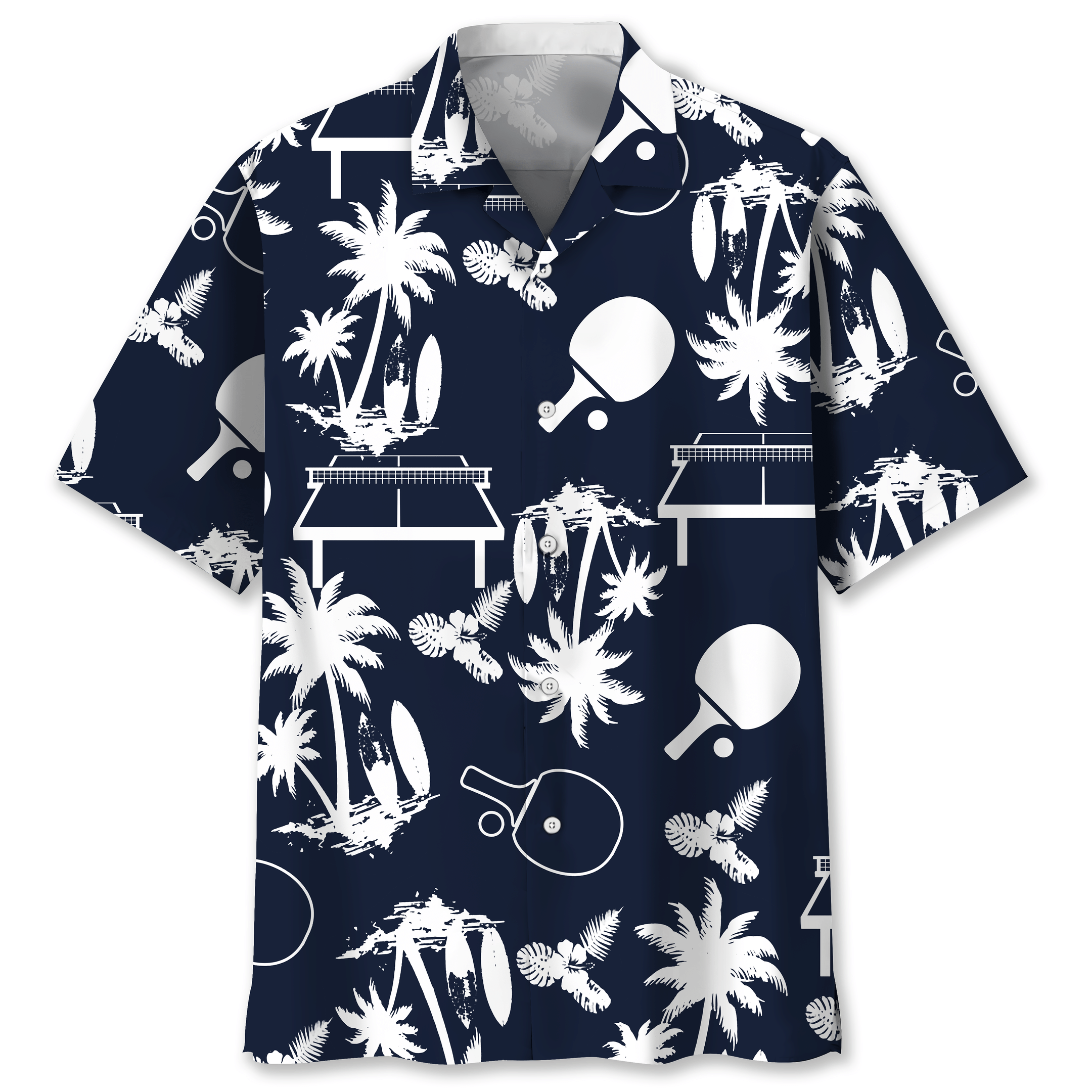 Table Tennis Floral Coconut tree Hawaiian Shirt{Size}