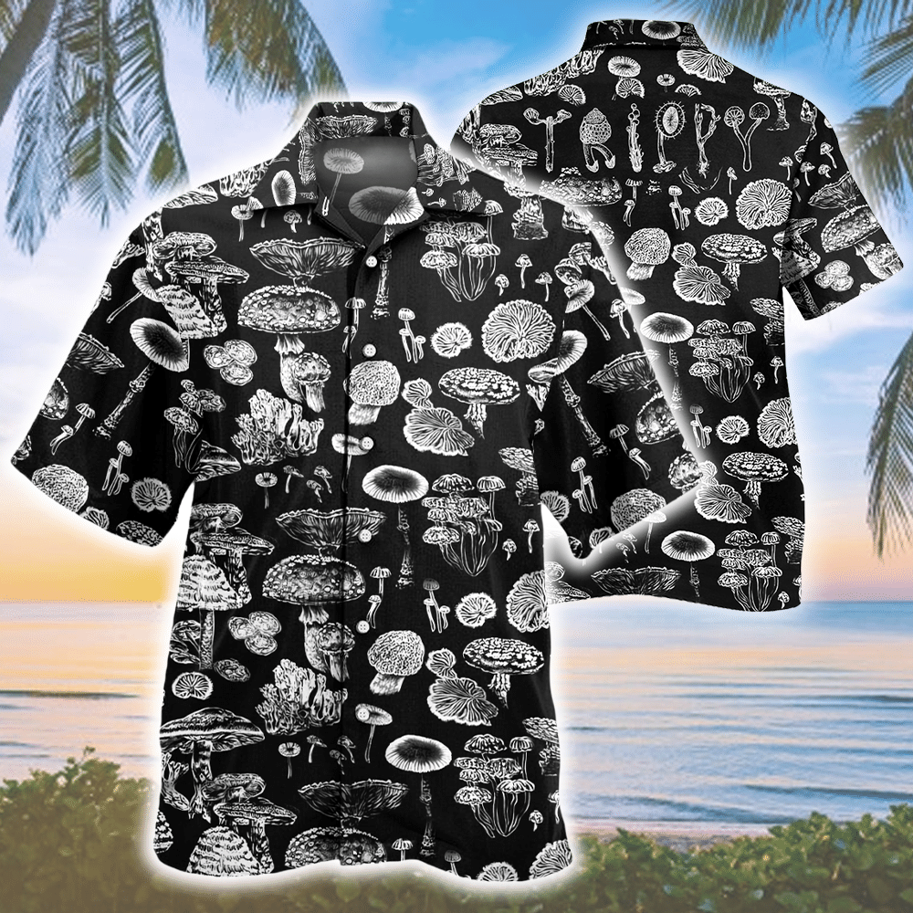 Trippy Mushroom Pattern Hawaiian Shirt{Size}