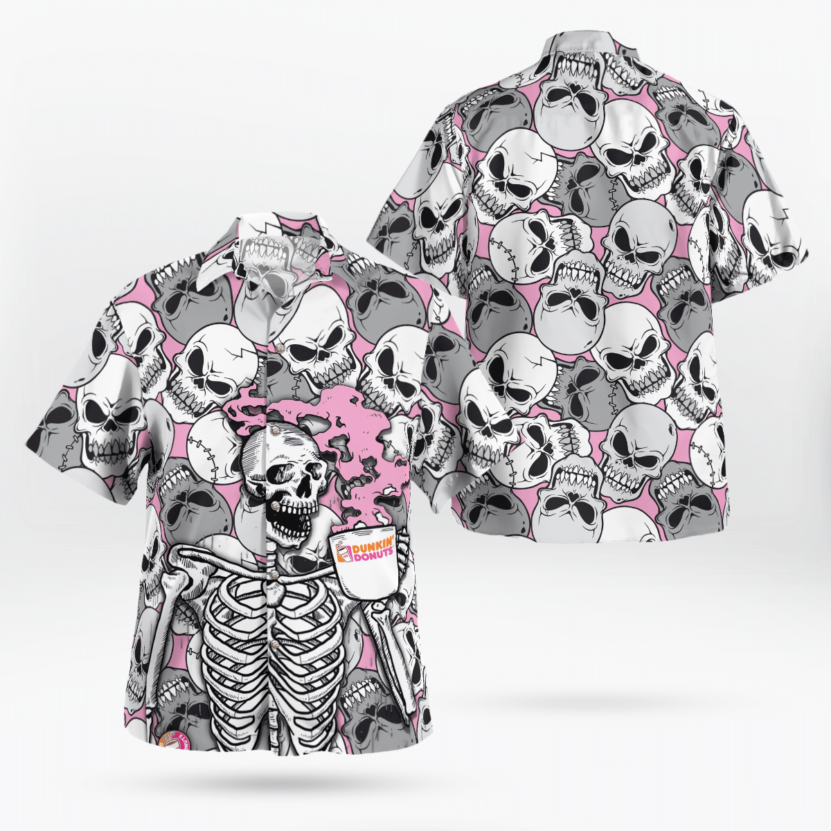 Skeleton Drink Dunkins Donut Hawaiian Shirt{Size}