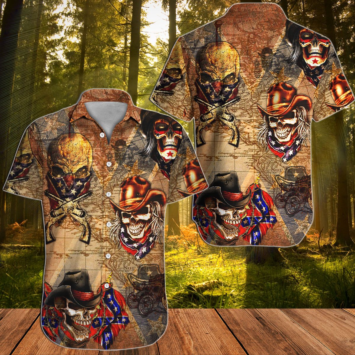 Southern Skull Cowboys Rebel Hawaiian shirt{Size}