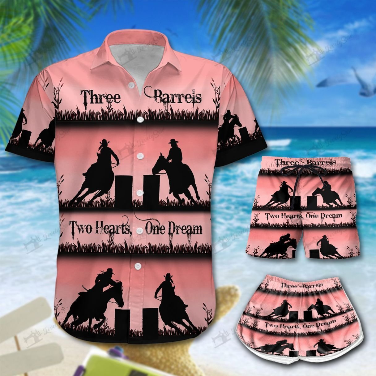 Three Barrel Two Heart One Dream Hawaiian Shirt and Men-Women Shorts{Size}