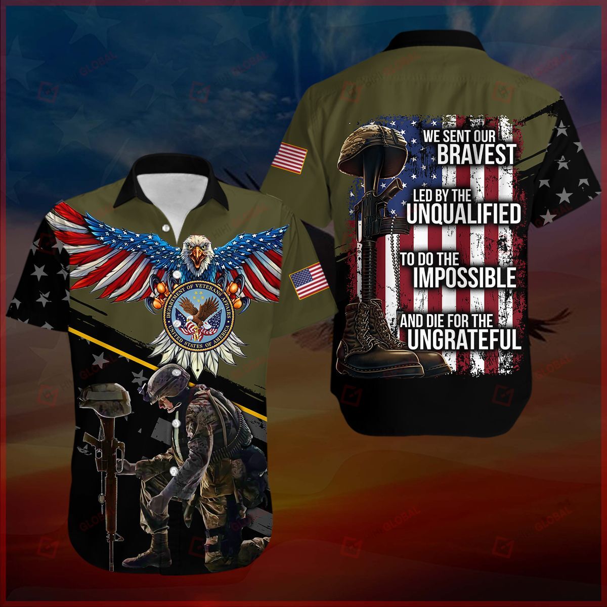 We sent our bravest Veteran Hawaiian shirt{Size}