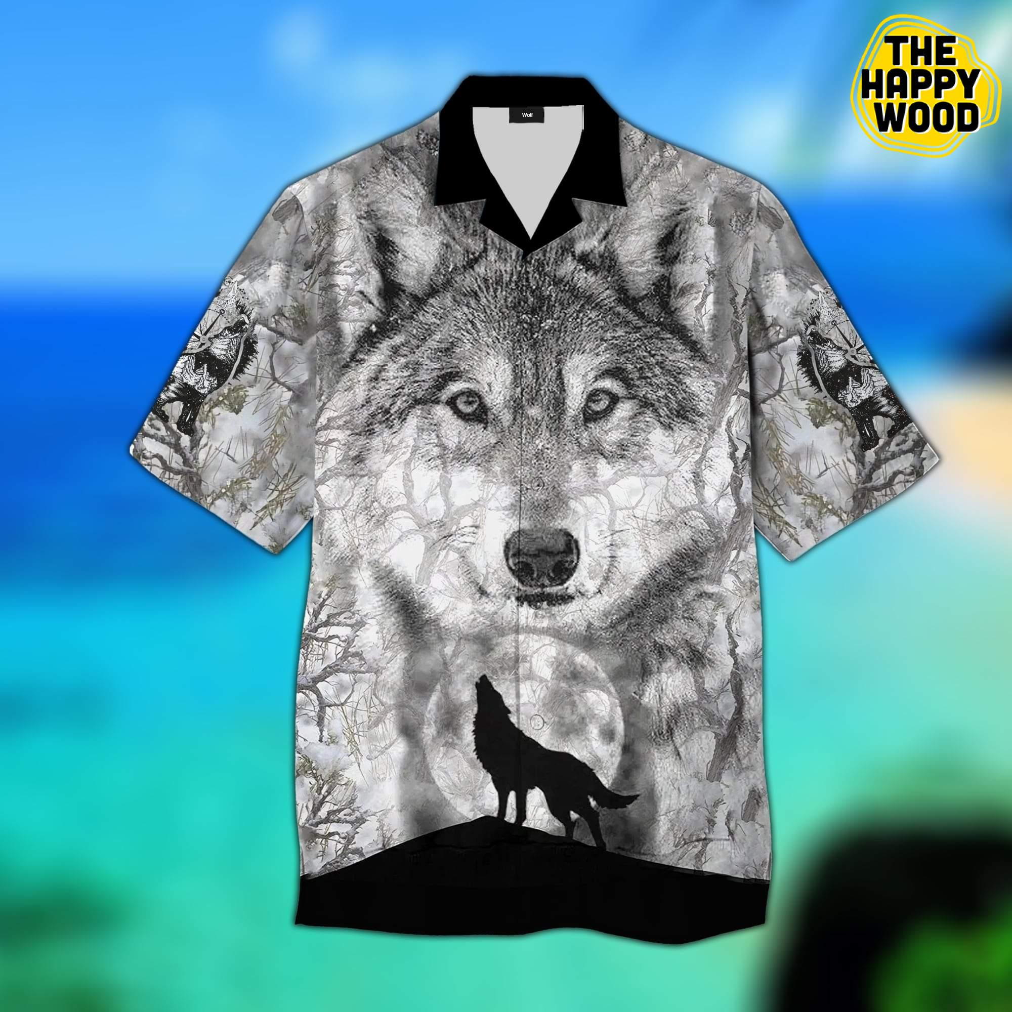 Sliver Wolf 3D Hawaiian Hawaii Shirt{Size}