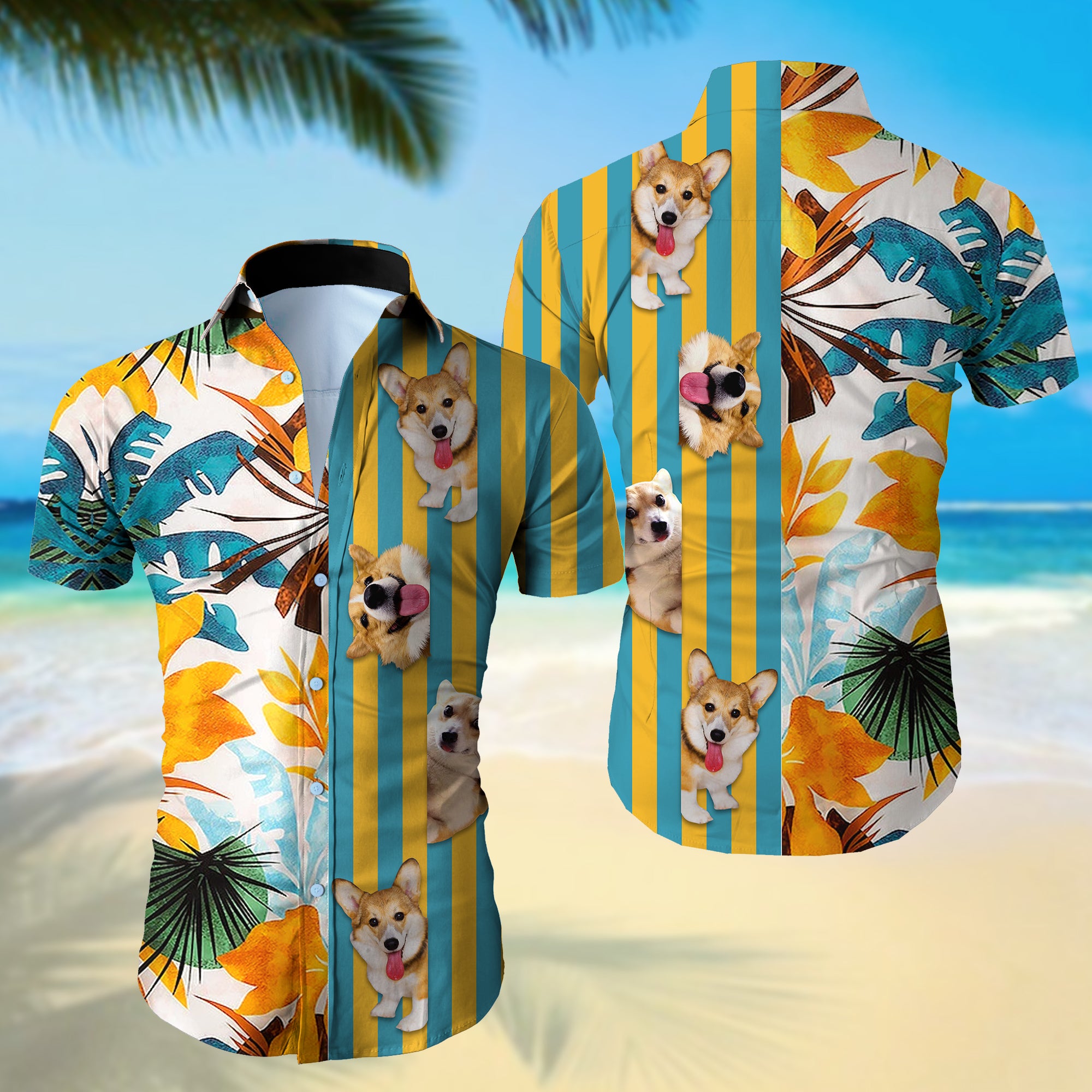 Wozoro Corgi Hawaiian Shirt{Size}