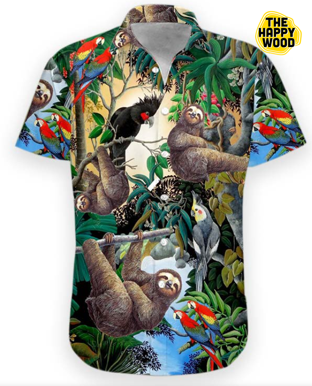 Sloth 3D Hawaiian Hawaii Shirt{Size}