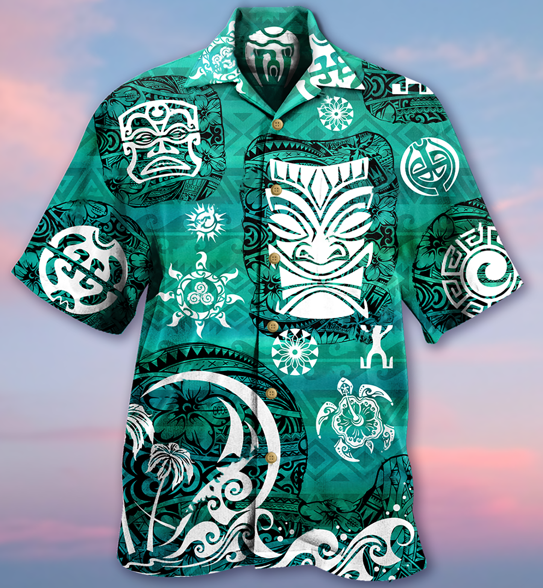 Tiki Love Turtle Geen - Hawaiian Shirt{Size}