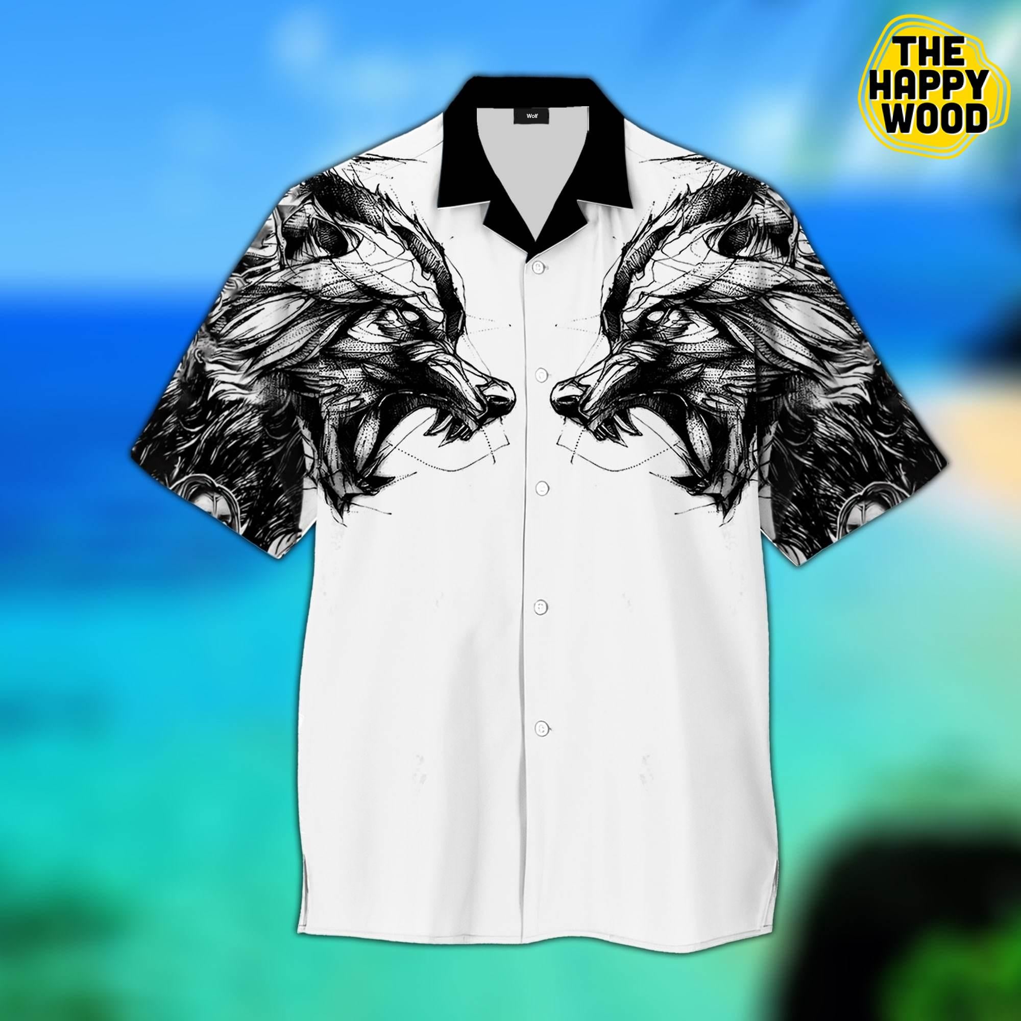 Tattoo Wolf 3D Hawaiian Hawaii Shirt{Size}