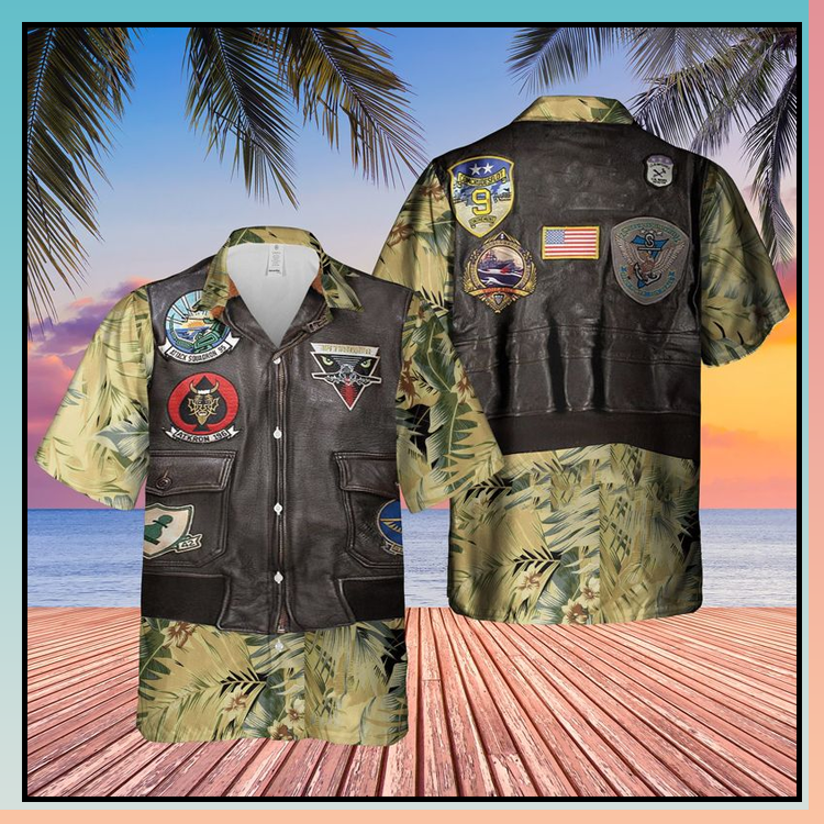 USN Flight Jacket Patches AOP Hawaiian Shirt â{Size}