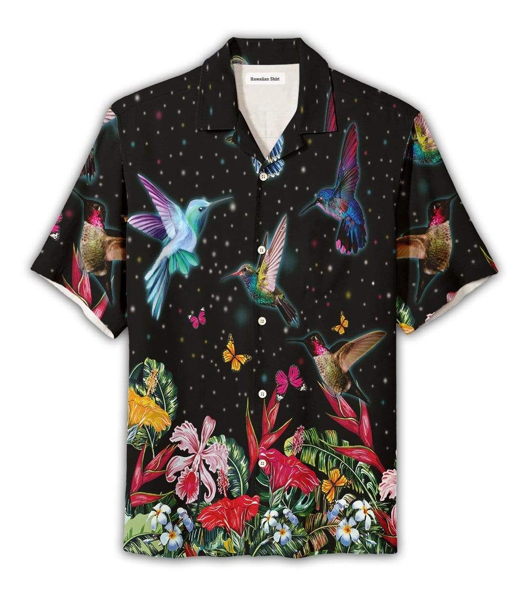 Sparkling Hummingbird ?In Flower Garden Hawaiian Aloha Shirts{Size}