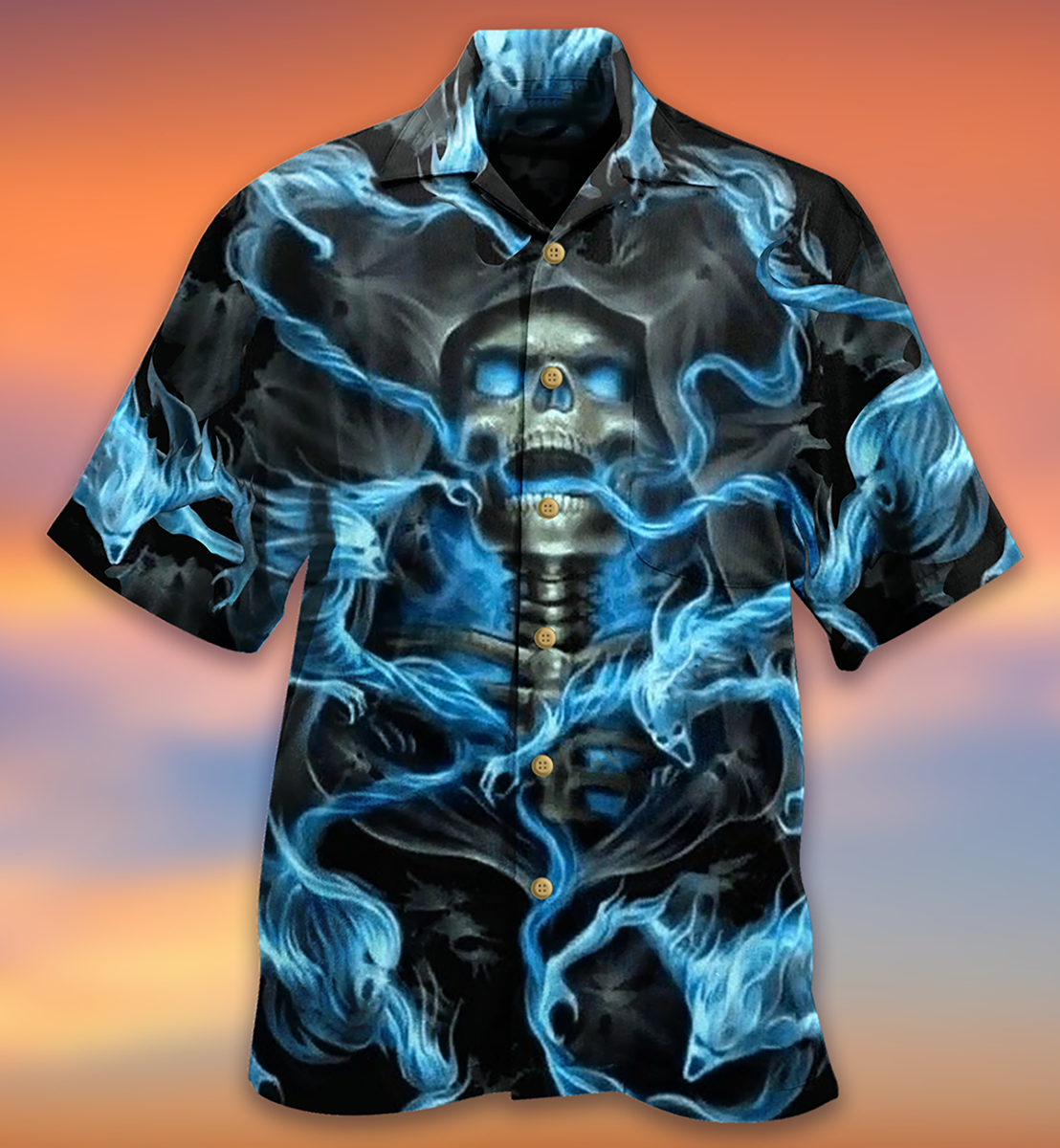 Skull Black Ground - Hawaiian Shirt{Size}