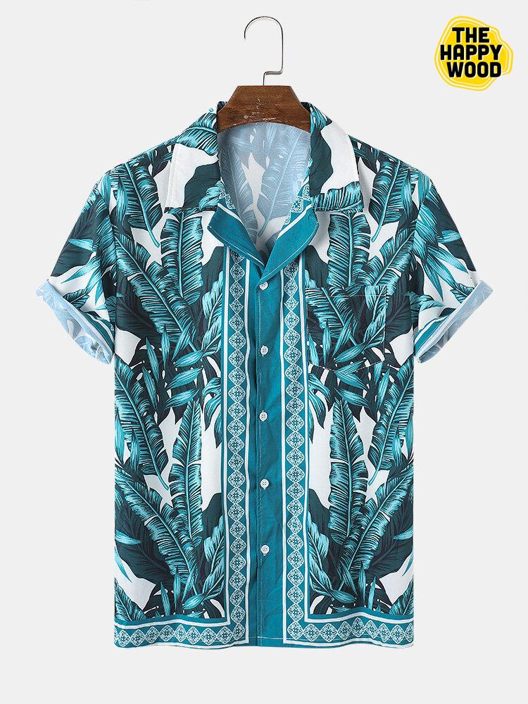 Tropical Leaf & Baroque Print Hawaiian Hawaii Shirt{Size}