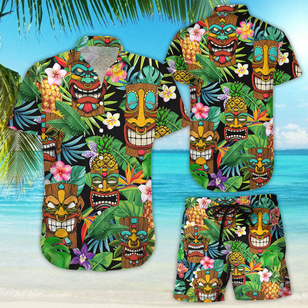 Tropical Hawaiian Shirts - Tribal Wooden Mask Tropical Hawaii Shirt - Hawaii Themed Gift Ideas{Size}