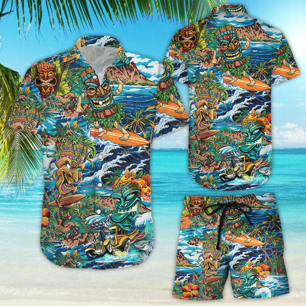 Tiki Hawaiian Shirt - Awesome Tropical Surfing Tiki Hawaii Shirt - Hawaii Gift Ideas{Size}