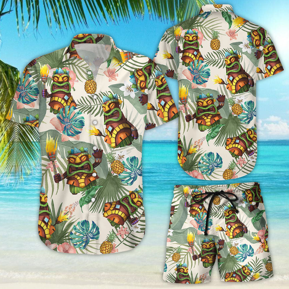 Tiki Hawaiian Shirt - Tiki Tropical Pineapple Hawaiian Shirt - Best Beach Themed Gifts{Size}