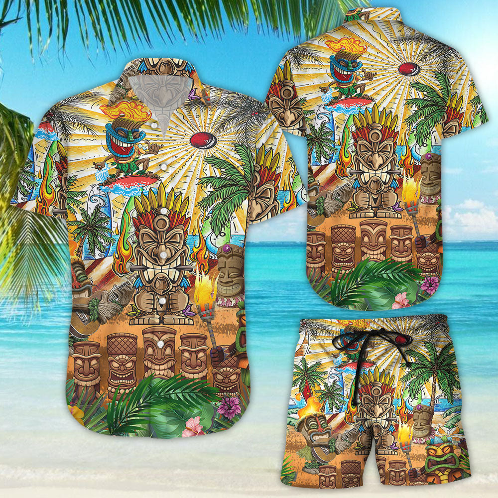 Tiki Hawaiian Shirt - Colorful Awesome Tiki Aloha Hawaii Shirt - Summer Holiday Gift{Size}