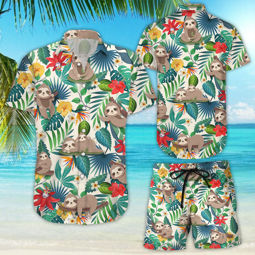 Sloth Hawaiian Shirt - Tropical Cute Sloth Hawaii Shirt - Presents For Summer Holidays{Size}