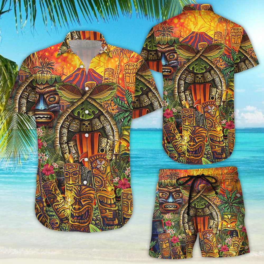 Tiki Hawaiian Shirt - Tiki Hula Volcanic Island Hawaiian Hawaii Shirt - Best Gift For Summer{Size}