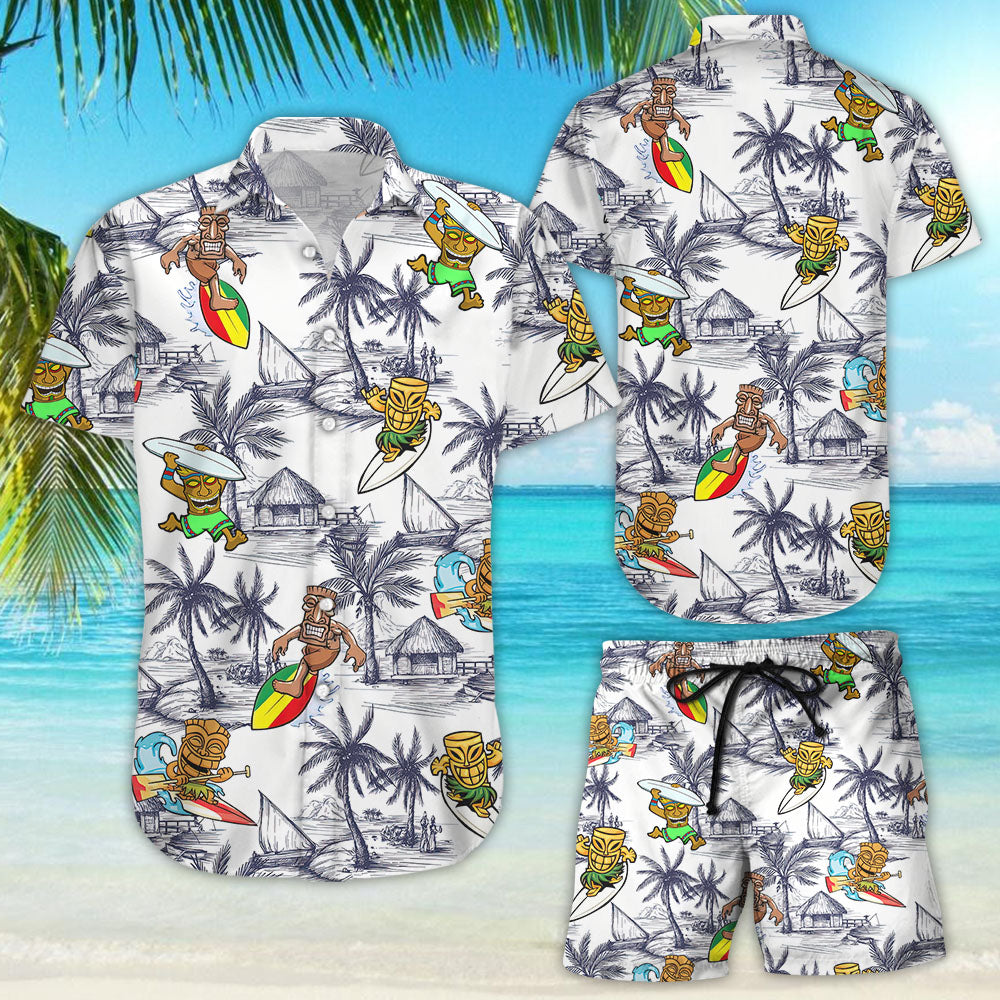 Tiki Hawaiian Shirt - Tiki Coconut Surfing Funny Hawaii Shirt - Summer Gifts For Men{Size}