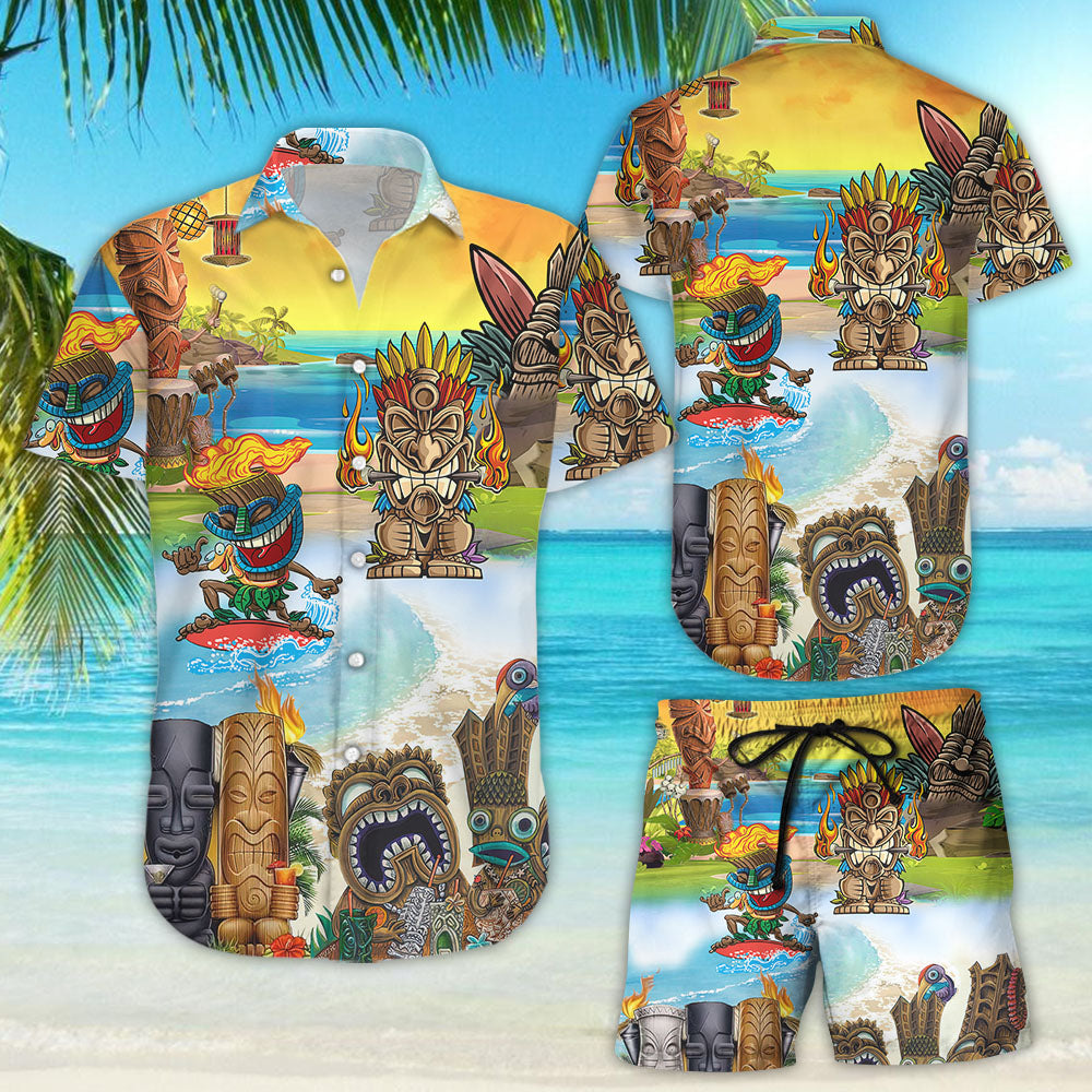 Tiki Hawaiian Shirt - Tiki Beach Hawaiian Aloha Tiki Hawaii Shirt - Tropical Themed Gift Ideas{Size}