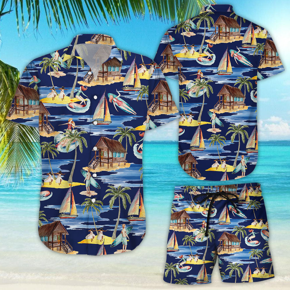 Surfing Hawaiian Shirt - Surfing Summer Caribbean Party Stag Sail Boat Hawaii Shirt - Summer Holiday Gift{Size}