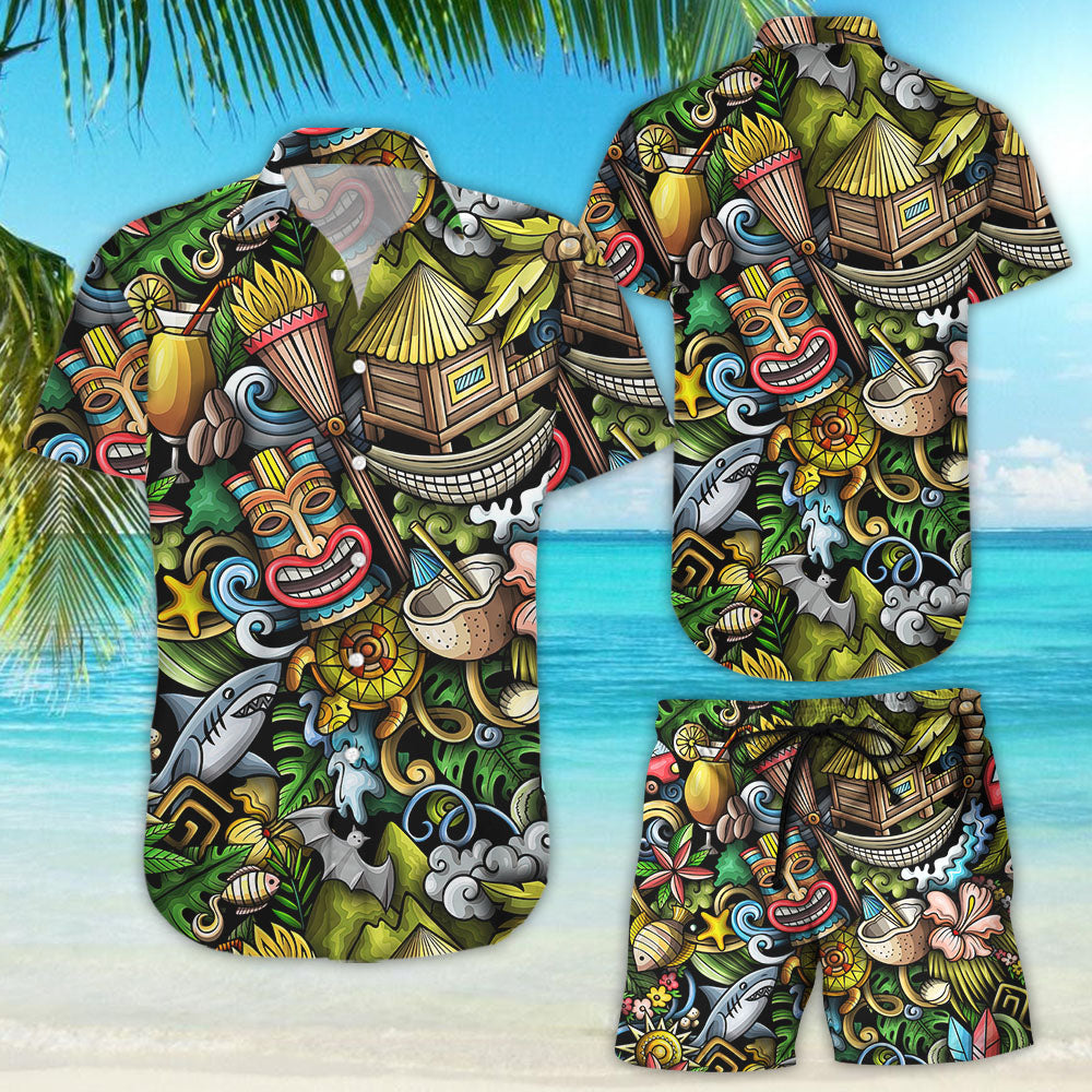 Tiki Hawaiian Shirt - Hawaii Seamless Hawaiian Culture Hawaii Shirt - Beach Themed Gift{Size}