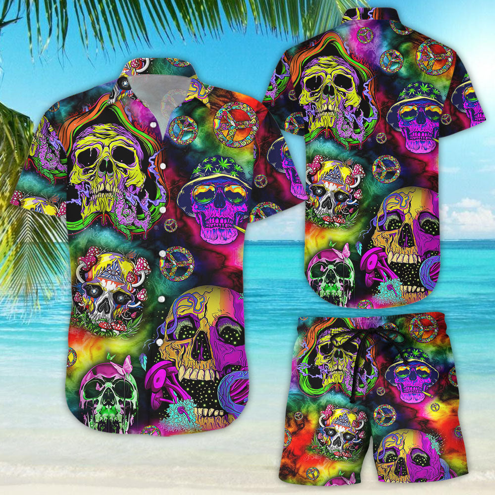 Skull Hawaiian Shirt - Hippie Skull Life Is Colorful Hawaii Shirt - Skull Related Gifts{Size}