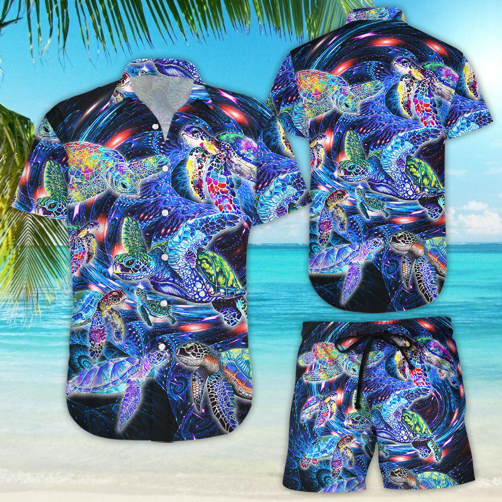 Turtle Hawaiian Shirt - Turtle Rainbow Fractal Button Down Shirts - Present For Turtle Lovers{Size}