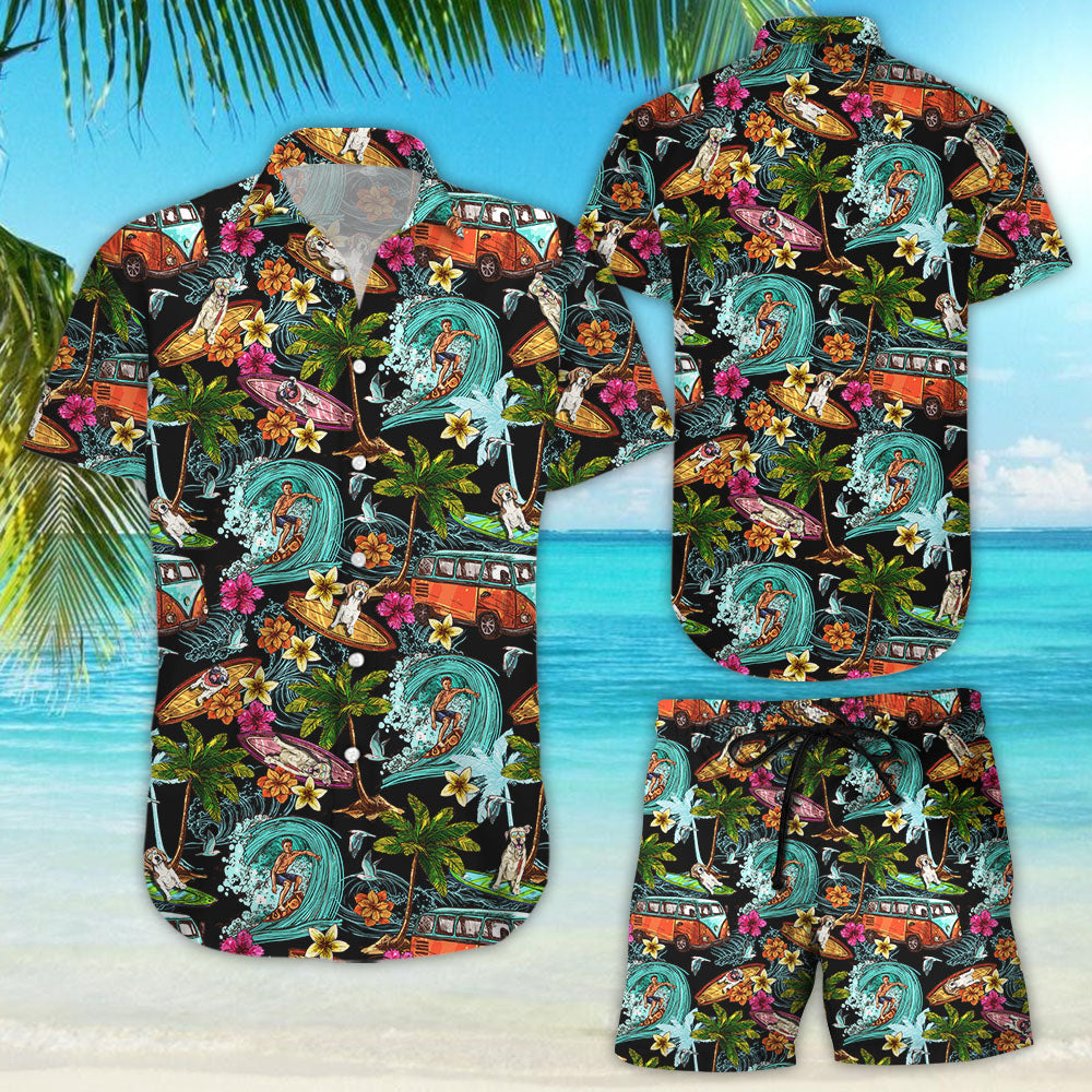 Surfing Hawaiian Shirt - Surfer Dog Pattern Aloha Hawaii Shirt - Unique Beach Themed Gifts{Size}