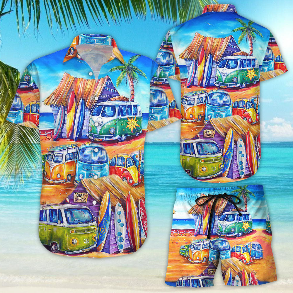 Summer Hawaiian Shirt - Van Watercolor Summer Beach Hawaii Shirt - Summer Gift Ideas For Men{Size}