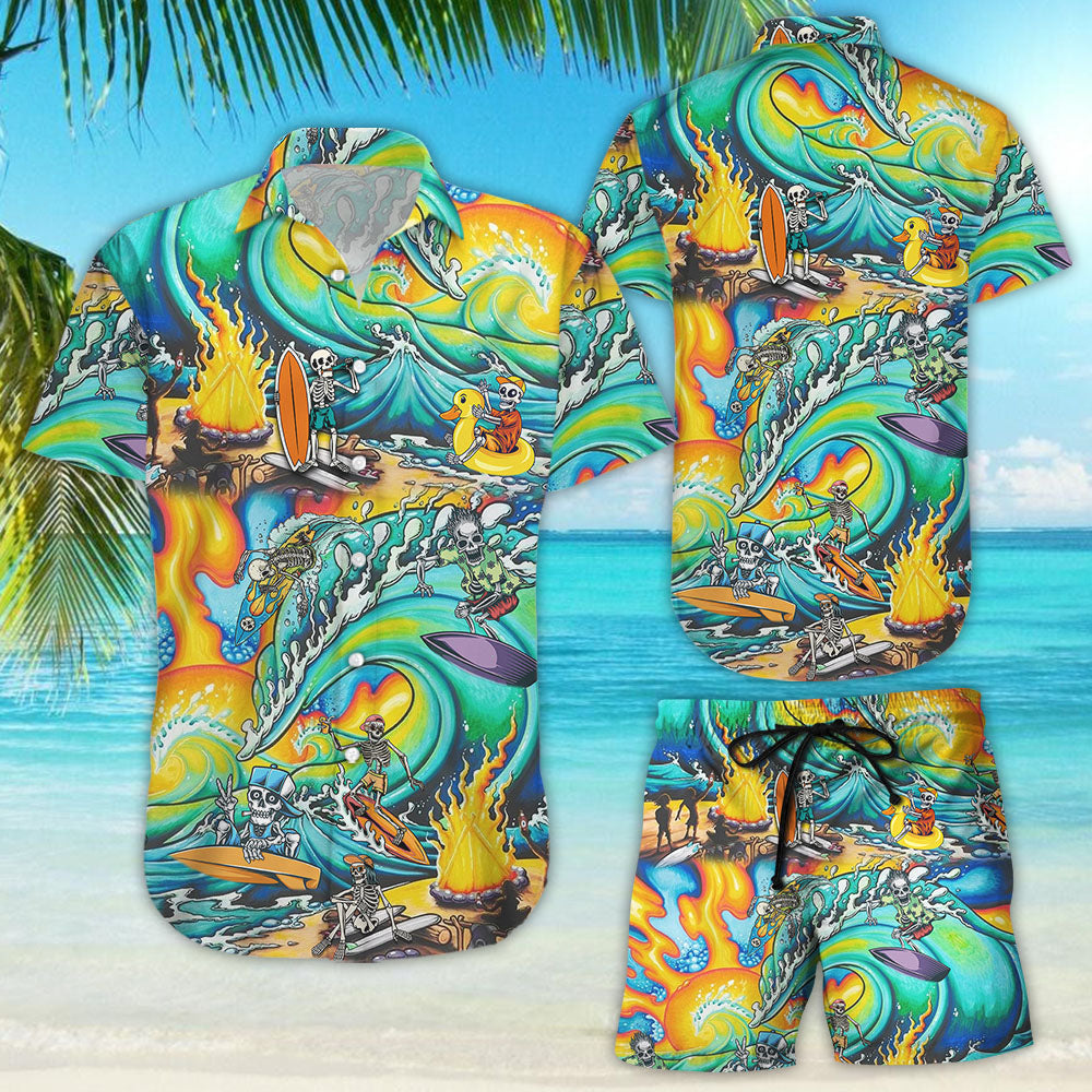 Surfing Hawaiian Shirt - Surf Skull Painting Summer Hawaii Shirt - Summer Holiday Gift Ideas{Size}