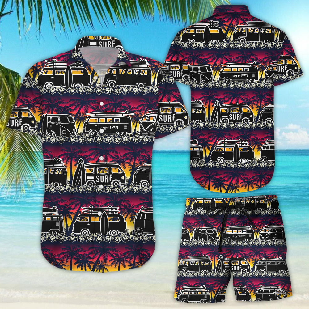 Sunset Hawaiian Shirt - Tropical Palm Tree Van Surf Hawaii Shirt - Tropical Themed Gift Ideas{Size}