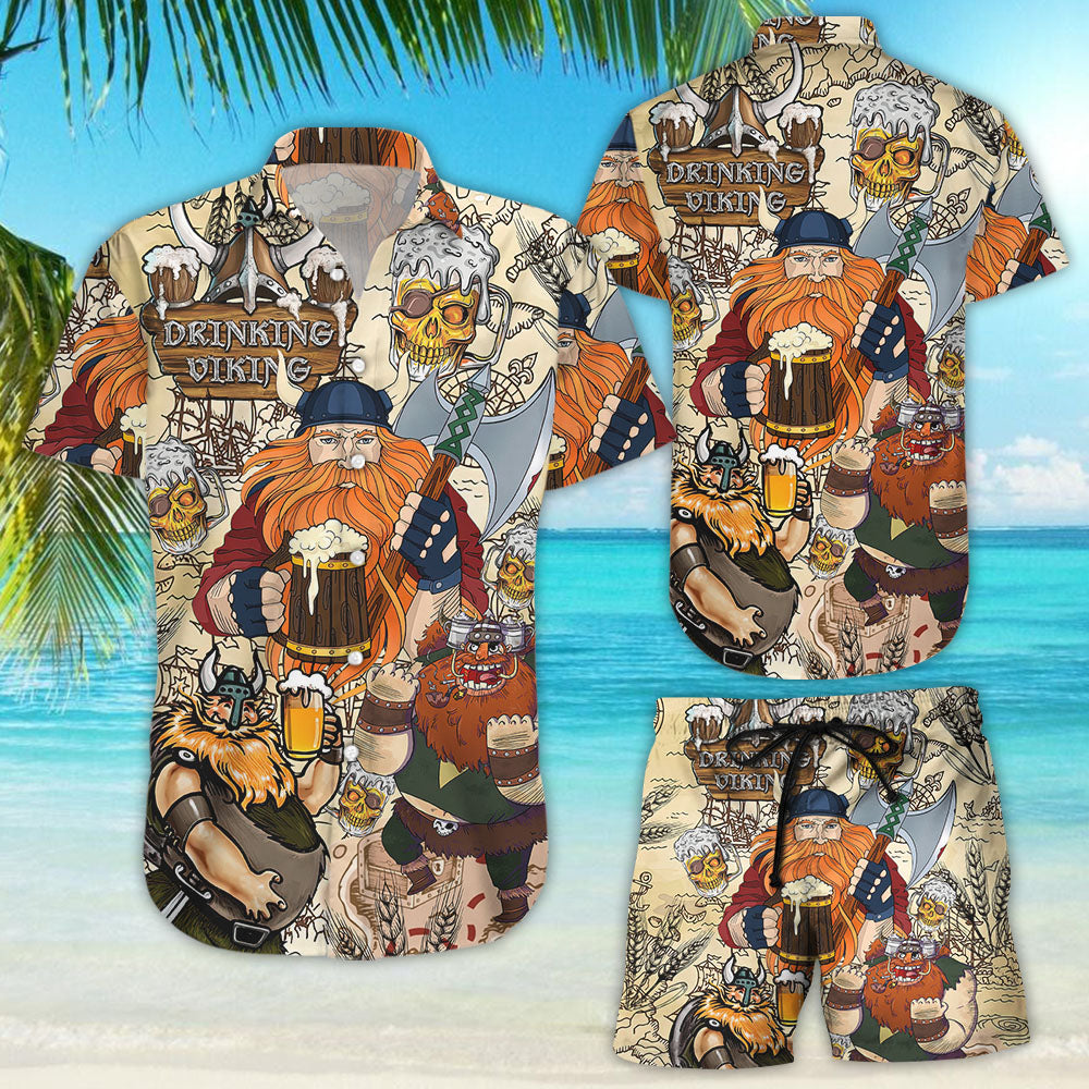 Vikings Hawaiian Shirt - Vikings Beer Drinking Hawaii Shirt - Gifts For Men Summer{Size}