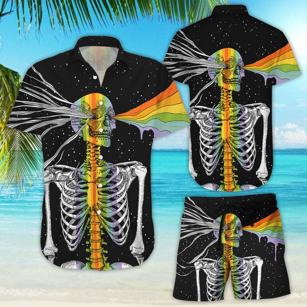 Skull Hawaiian Shirts - LGBT Skull Gay Pride Rainbow Button Down Shirt - Gift For LGBT Adult{Size}