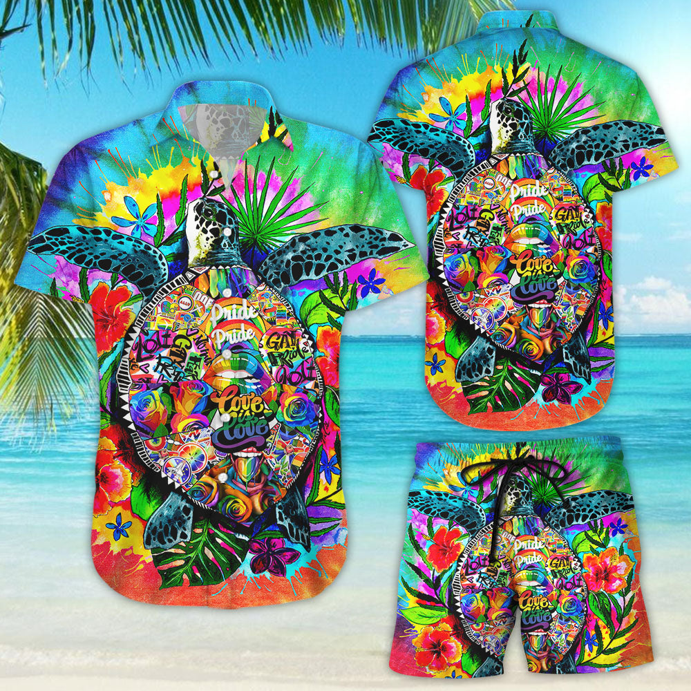 Turtle Hawaiian Shirt - LGBT Turtle Pride Love Is Love Hawaii Shirt - Best Gifts For Pride Month{Size}