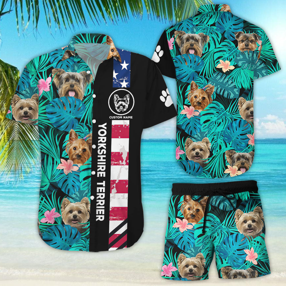 Yorkie Hawaiian Shirt - Personalized Yorkshire Terrier Floral Aloha Shirt - Yorkie Gift Ideas{Size}