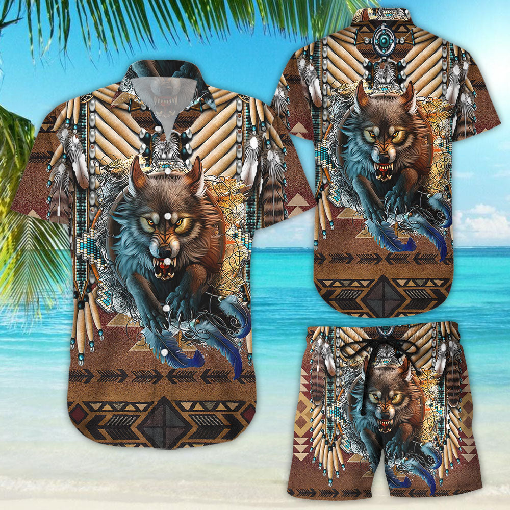 Wolf Dreamcatcher Shirt - Vintage Native American Wolf Hawaiian Shirt - Native American Spiritual Gifts{Size}