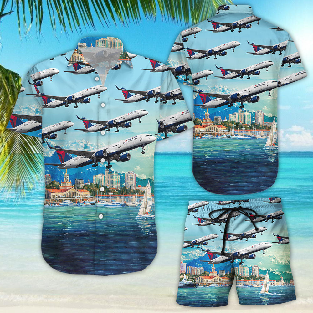 TM Airplane Hawaiian Shirt - Delta Air Lines Boeing 757 Hawaii Shirt - Unique Beach Themed Gifts{Size}