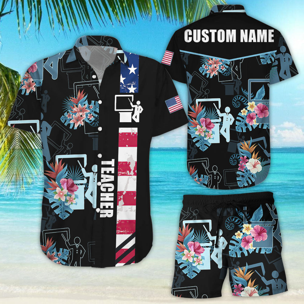 Teacher Appreciation Shirts - Personalized Name Teacher Job Tropical Pattern Hawaiian Shirt - Teacher Gift Ideas{Size}