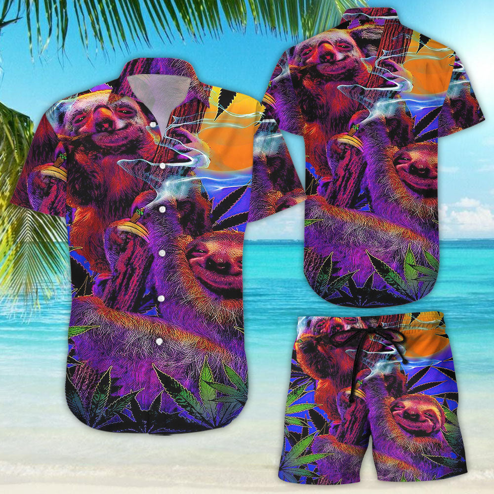 Sloth Hawaiian Shirt - High In The Bush Sloth Button Down Shirt - Gifts For Summer Holiday{Size}