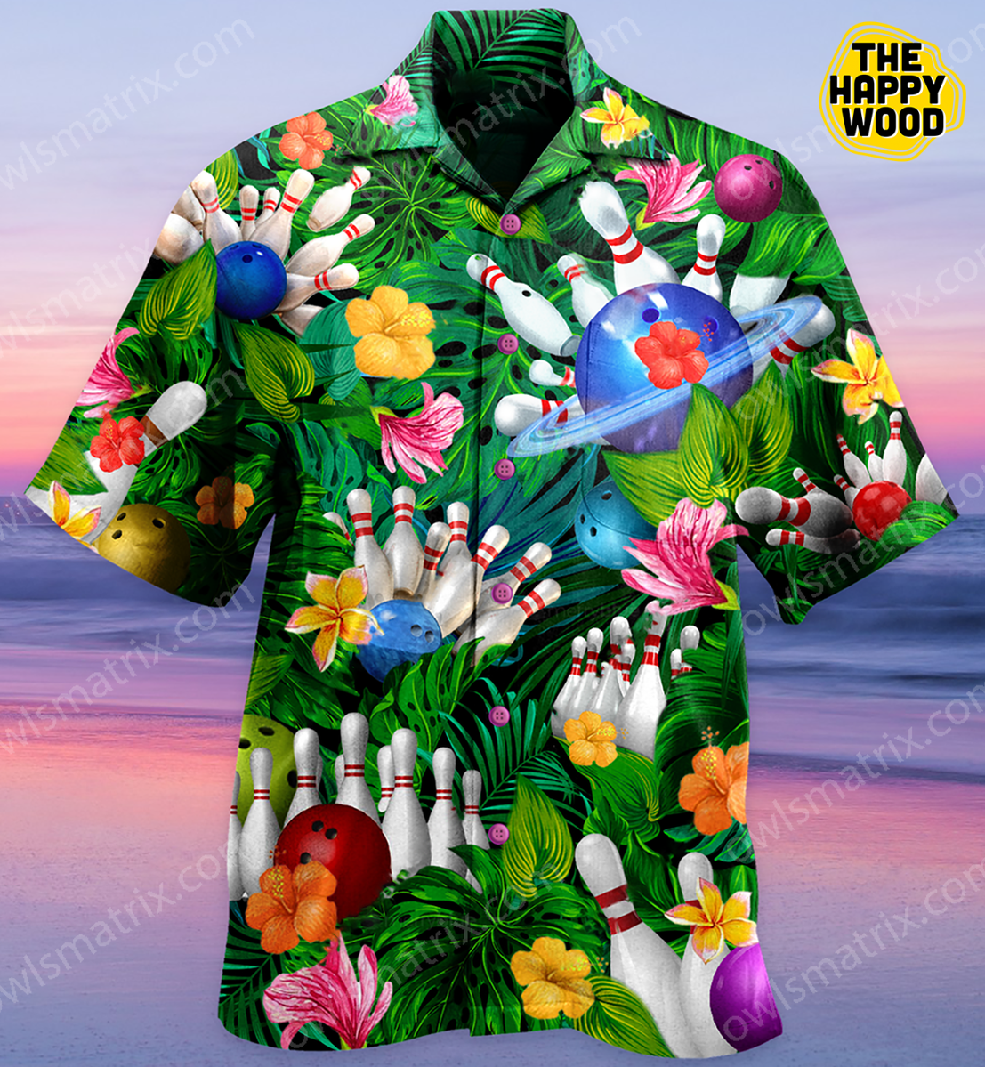 What Happens At Bowling Stays At Bowling Hawaiian Shirt Hawaii Beach Retro{Size}