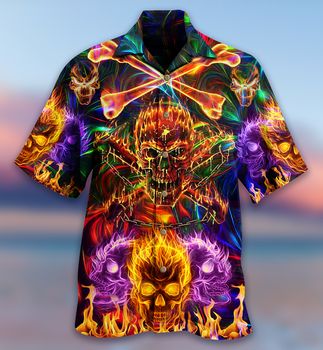 Skull Fire Angry - Hawaiian Shirt{Size}