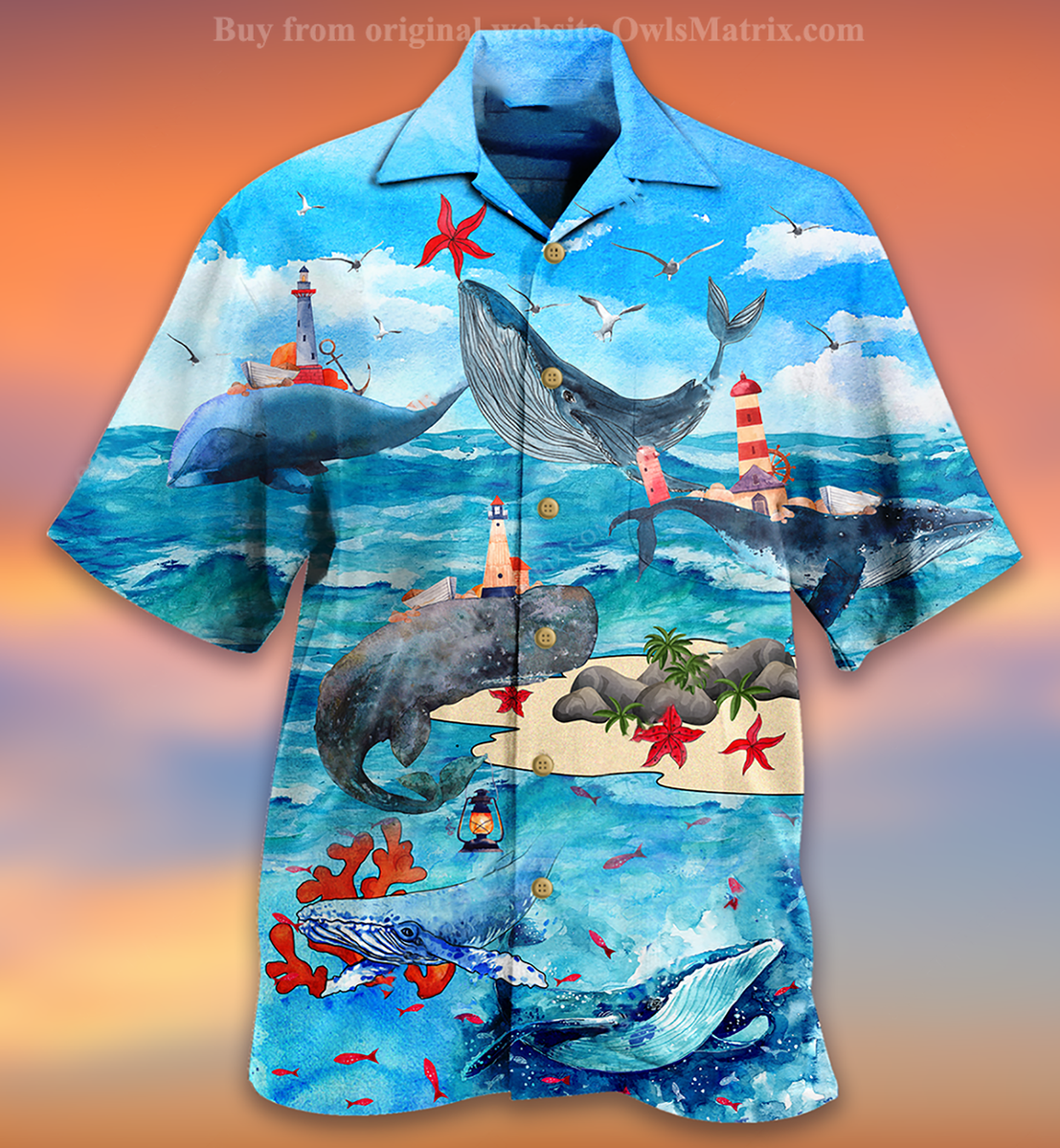 Whale Love Ocean Love Sky - Hawaiian Shirt{Size}